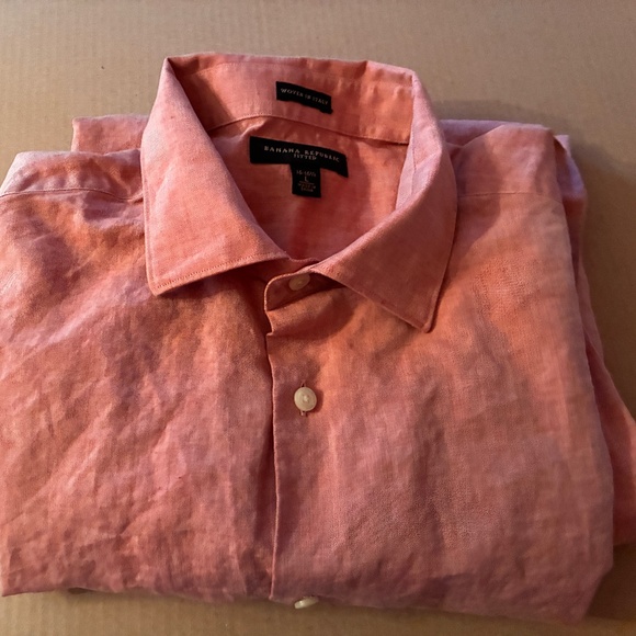 Woven in Italy Linene Cotton Pink/orange shirt - Picture 1 of 3
